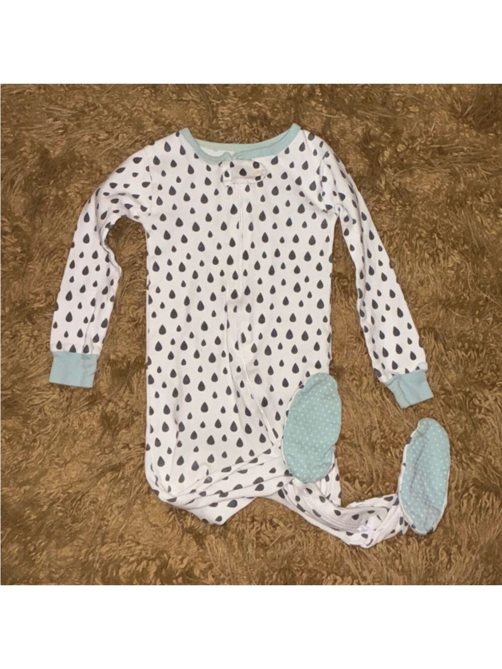 Cloud Island Mint and Gray Baby Onesie Footie Sleeper 12 months